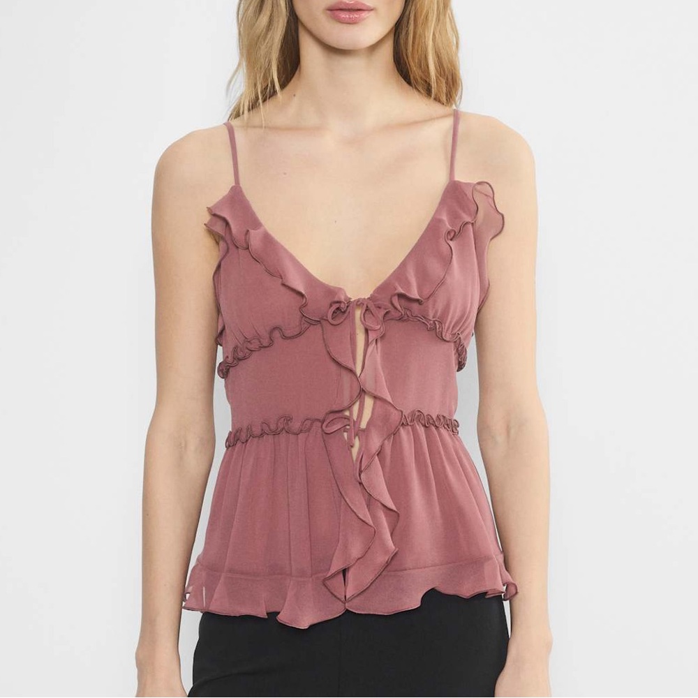 Wilfred Dusty Rose Ruffle Tie-Front Cami